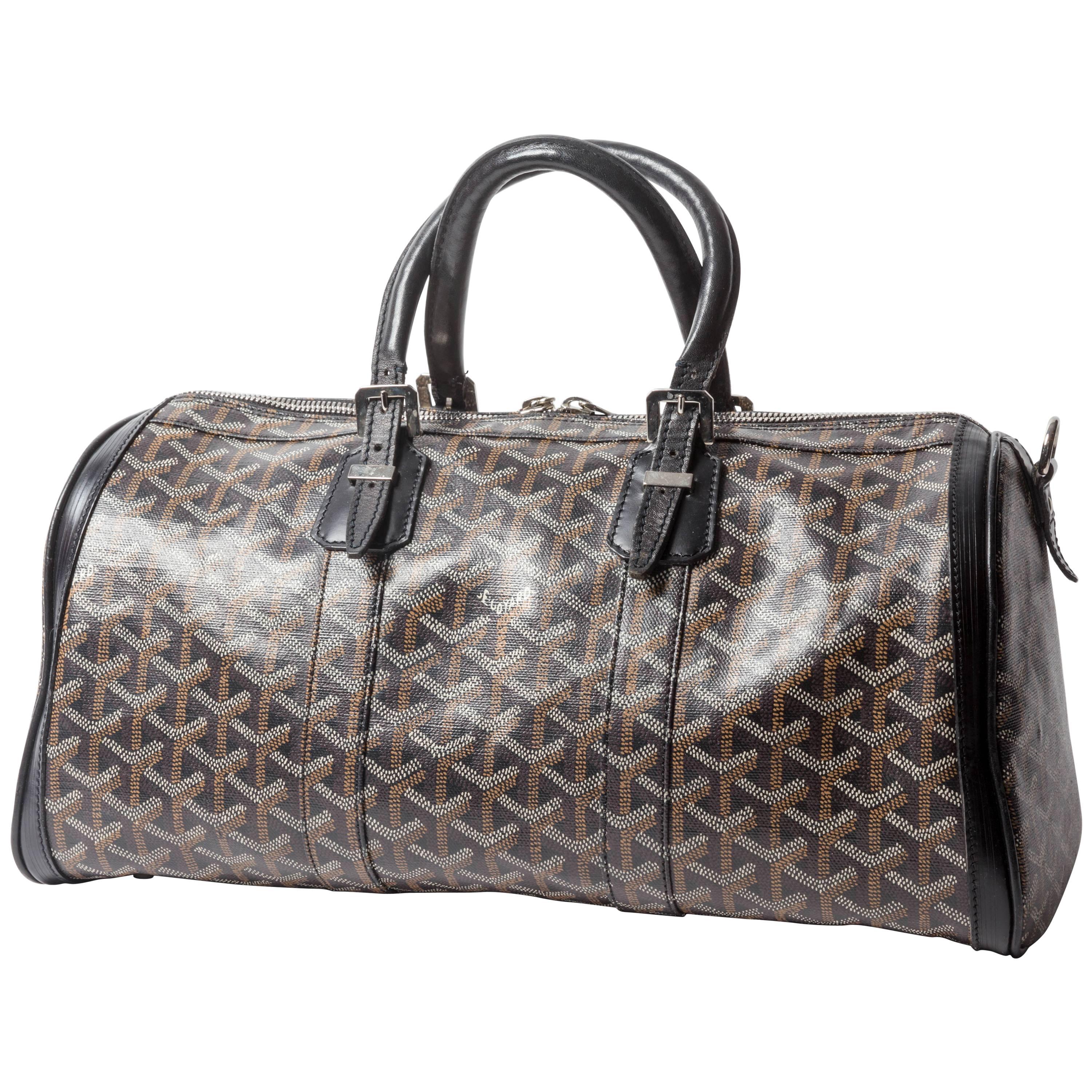 Croisiere 35 Top Handle Bag in Coated Canvas, Silver Hardware