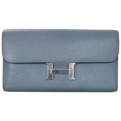 Hermes Powder Blue Epsom H Constance Wallet/Clutch Bag with Box