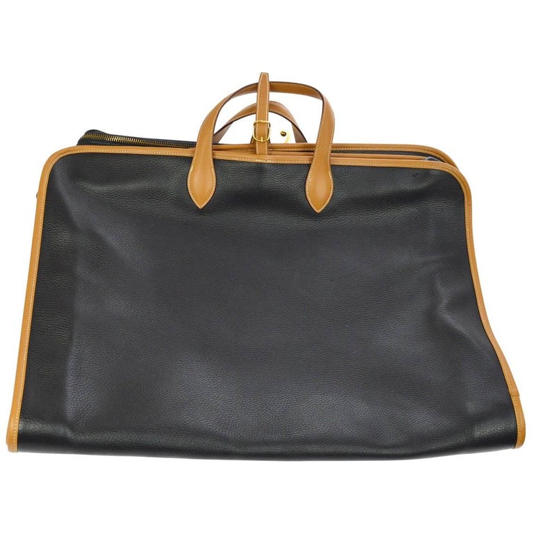 Hermes Black Cognac Leather Men's Women's Carryall Top Handle Travel