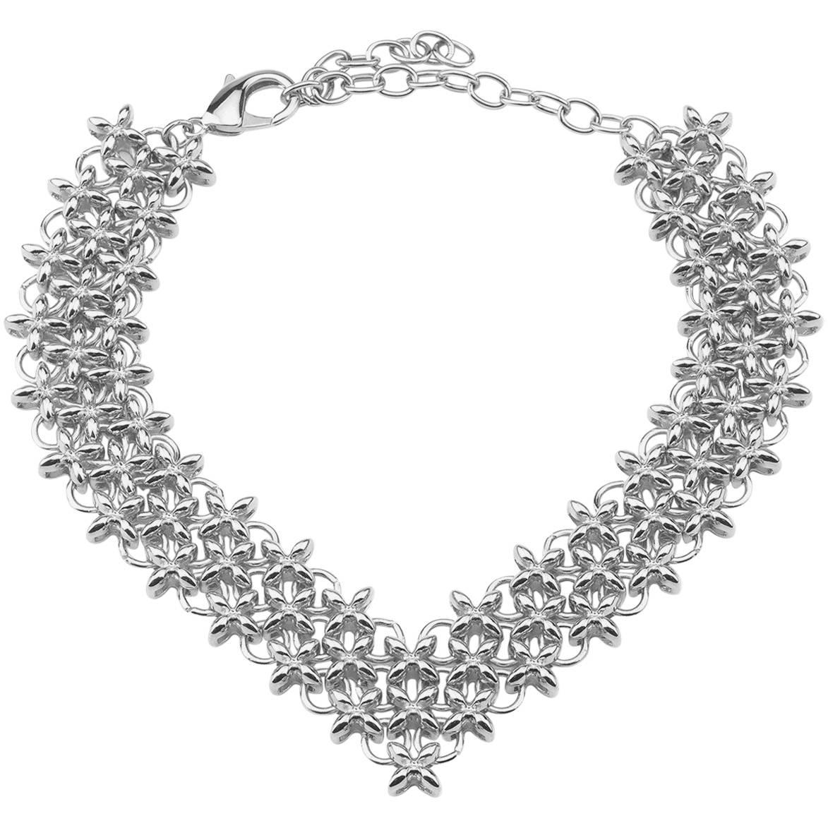 Giuseppe Zanotti New Silver Chain Link Evening Choker Collar Necklace in Box