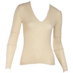 Ivory Gucci Ribbed Knit Virgin Wool Top