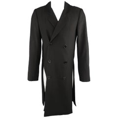 Men's MAISON MARTIN MARGIELA 40 Black Wool Double Breasted Triple Slit Coat