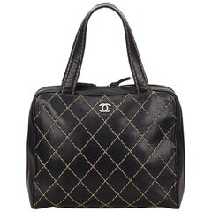Chanel Black Lambskin Leather Surpique Handbag