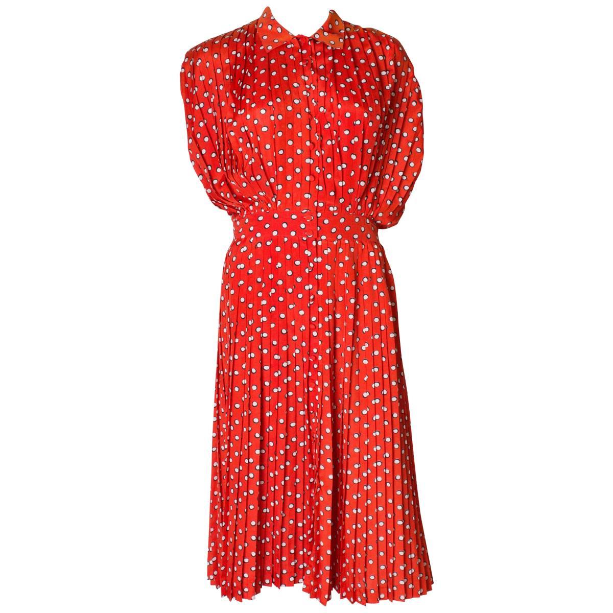 Georges Rechs Spotty Pleated Dress 1970s