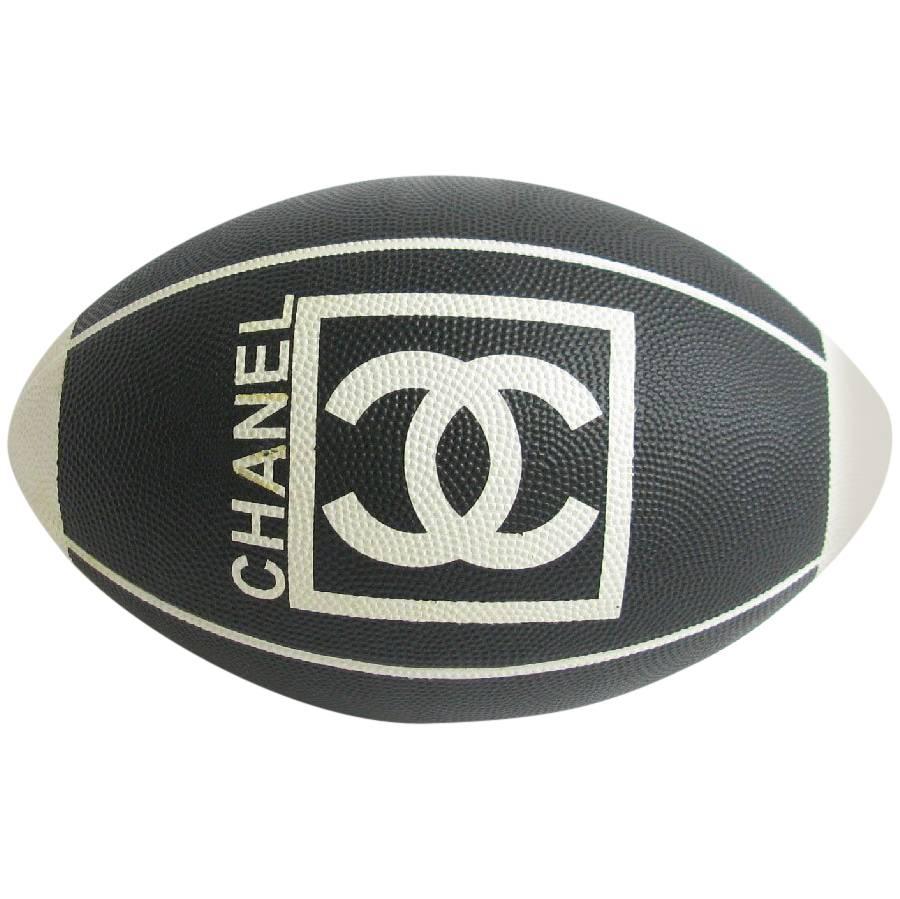 Chanel Black and White Rugby Ball