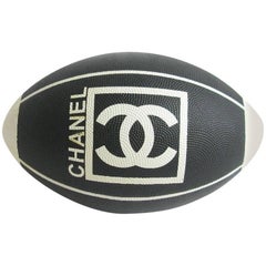Used Chanel Black and White Rugby Ball