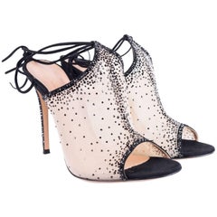 Gianvito Rossi Etoile Crystal Embellished Ankle-Wrap Mules