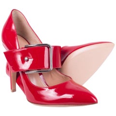 Gianvito Rossi Red Patent Leather MaryJane Pointed Toe Stiletto Heels