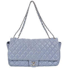 Limited Edition Chanel Maxi Grey Rain Jacket Flap Bag