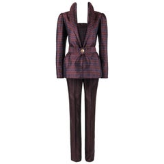 Retro Couture IRENE GALITZINE c.1960's 3 Pc Silk Brocade Belted Blazer Jumpsuit Suit