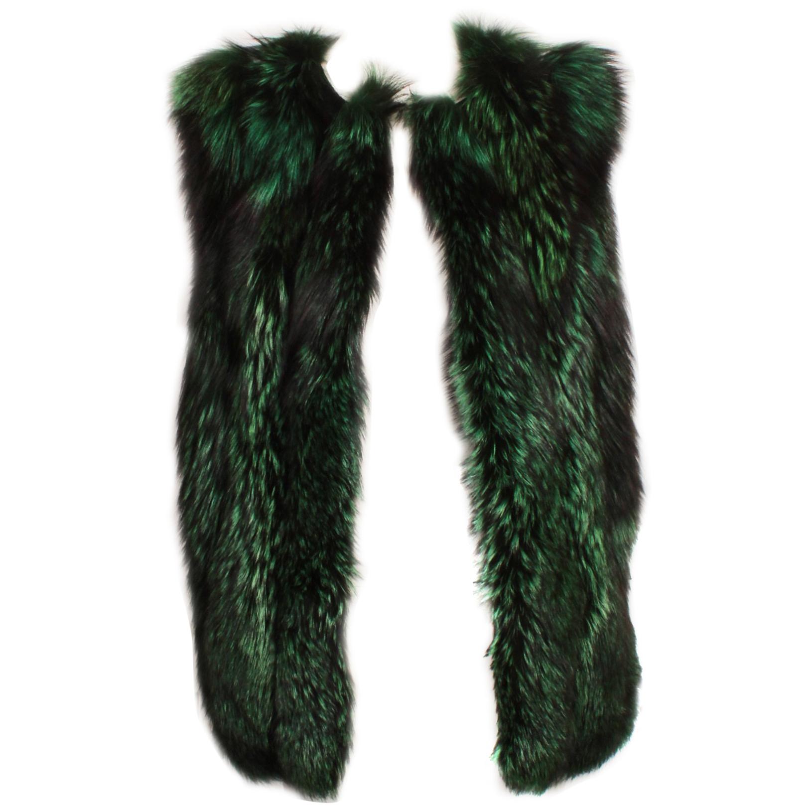 Green And Black Fur Sleeveless Vest For Sale