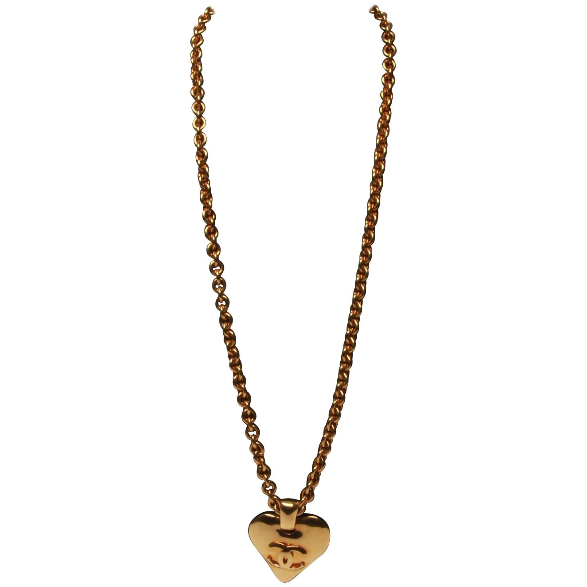 Chanel Love Heart Charm Pendant Necklace