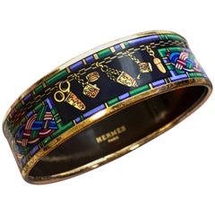 Retro Hermes golden enamel, cloisonne bangle, bracelet. Multicolor. 