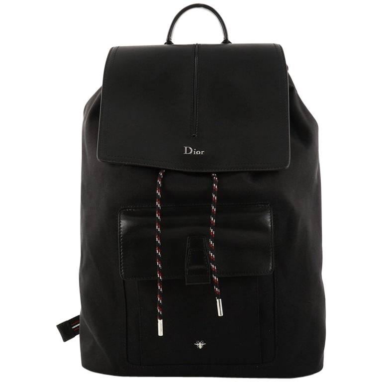 Christian Dior Drawstring Backpack Nylon and Leather
