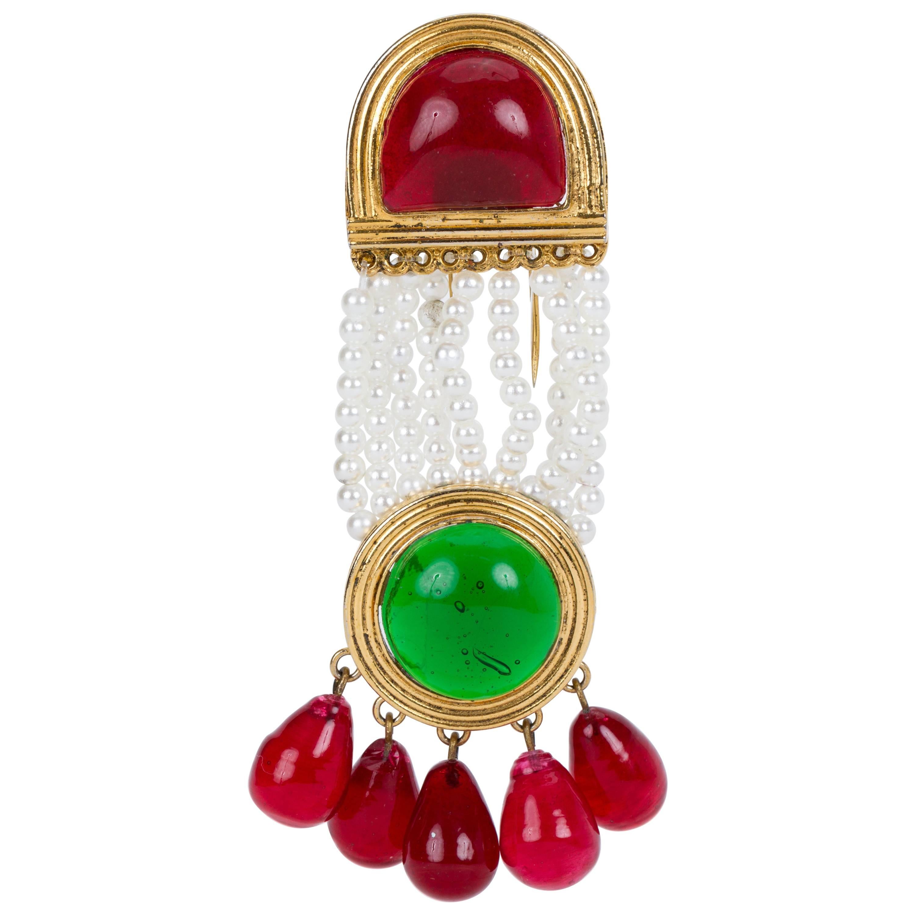 Chanel Collectible Gripoix Pearl Clip Pin