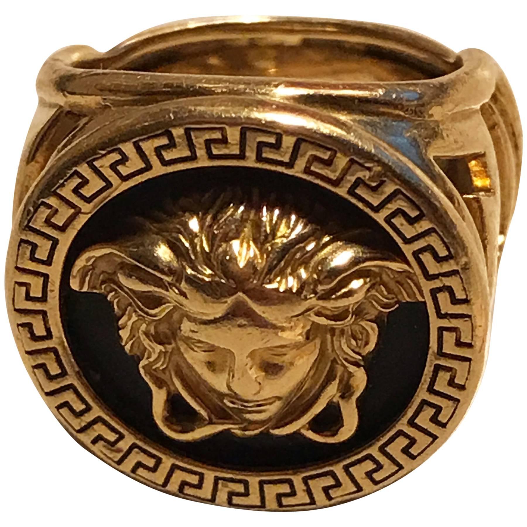 Giani Versace Medusa Gold ring. 1980's For Sale