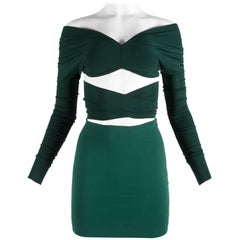 Dolce & Gabbana green viscose skirt and wrap blouse ensemble, ss 1991