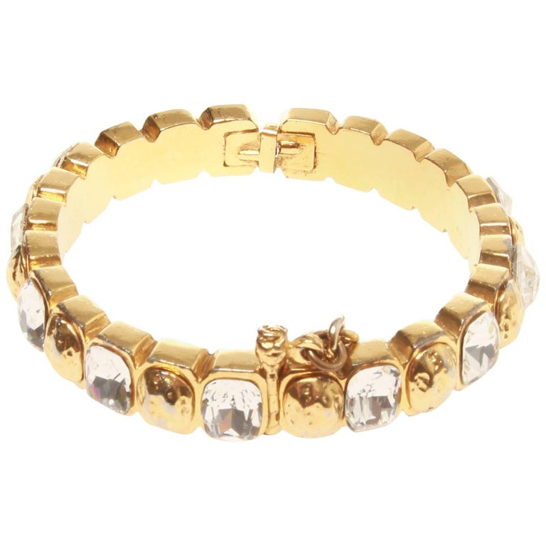 Chanel Crystal Accented Bangle For Sale at 1stDibs