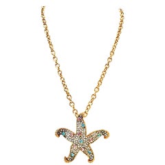 21st Century Gold & Swarovski Crystal Starfish Pendant Necklace By, K. Lane