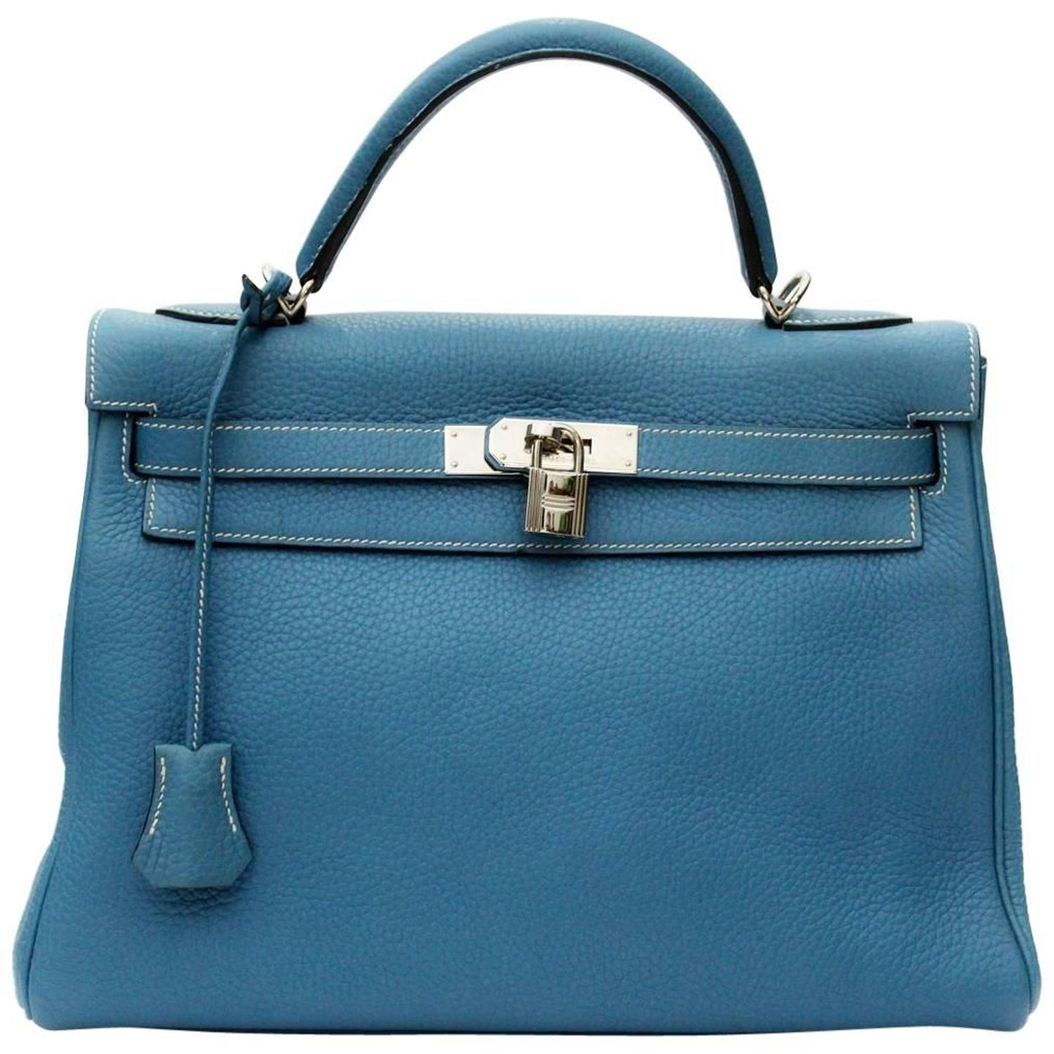 2006 Hermès Blue Jean Togo Kelly 32 Bag For Sale at 1stDibs