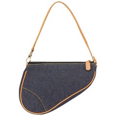 2001 Christian Dior Blue Denim Saddle Pouch 