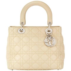 Used 2012 Christian Dior Biege Quilted Lambskin Lady Dior MM