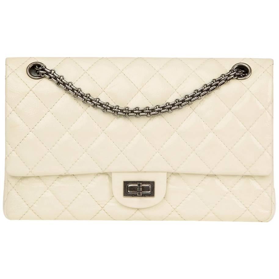 Chanel Milk-White Quilted Patent Leather 2.55 Reissue 226 Double Flap Bag 