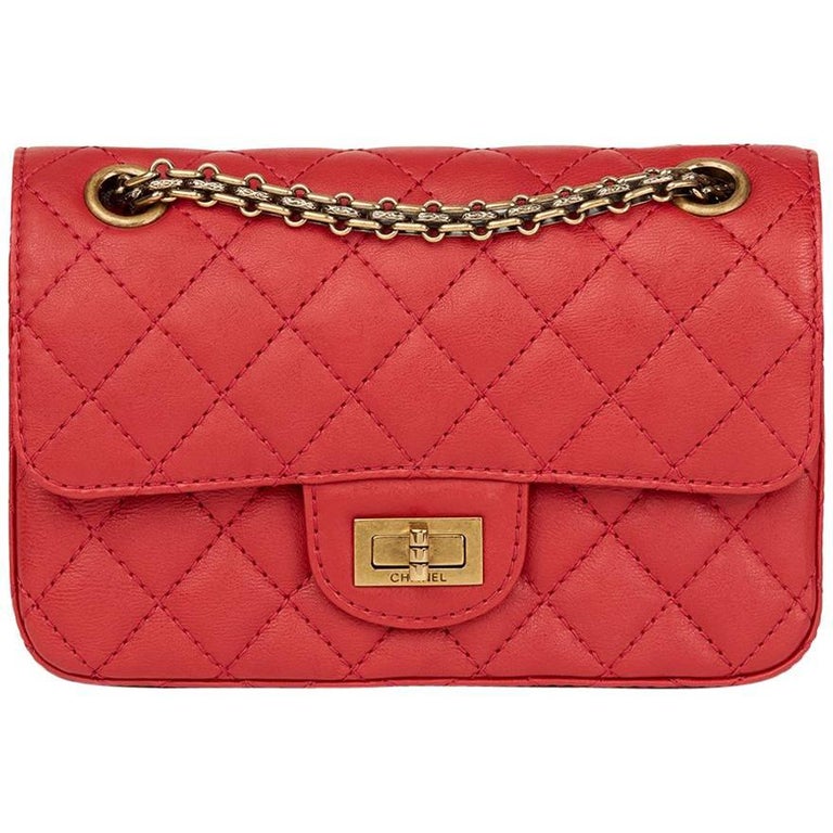 2017 Chanel Red Quilted Calfskin Leather 2.55 Reissue 224 Double Flap
