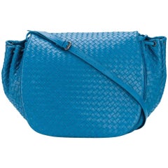 Bottega Veneta Peacock Blue Braided Flap Shoulder Bag