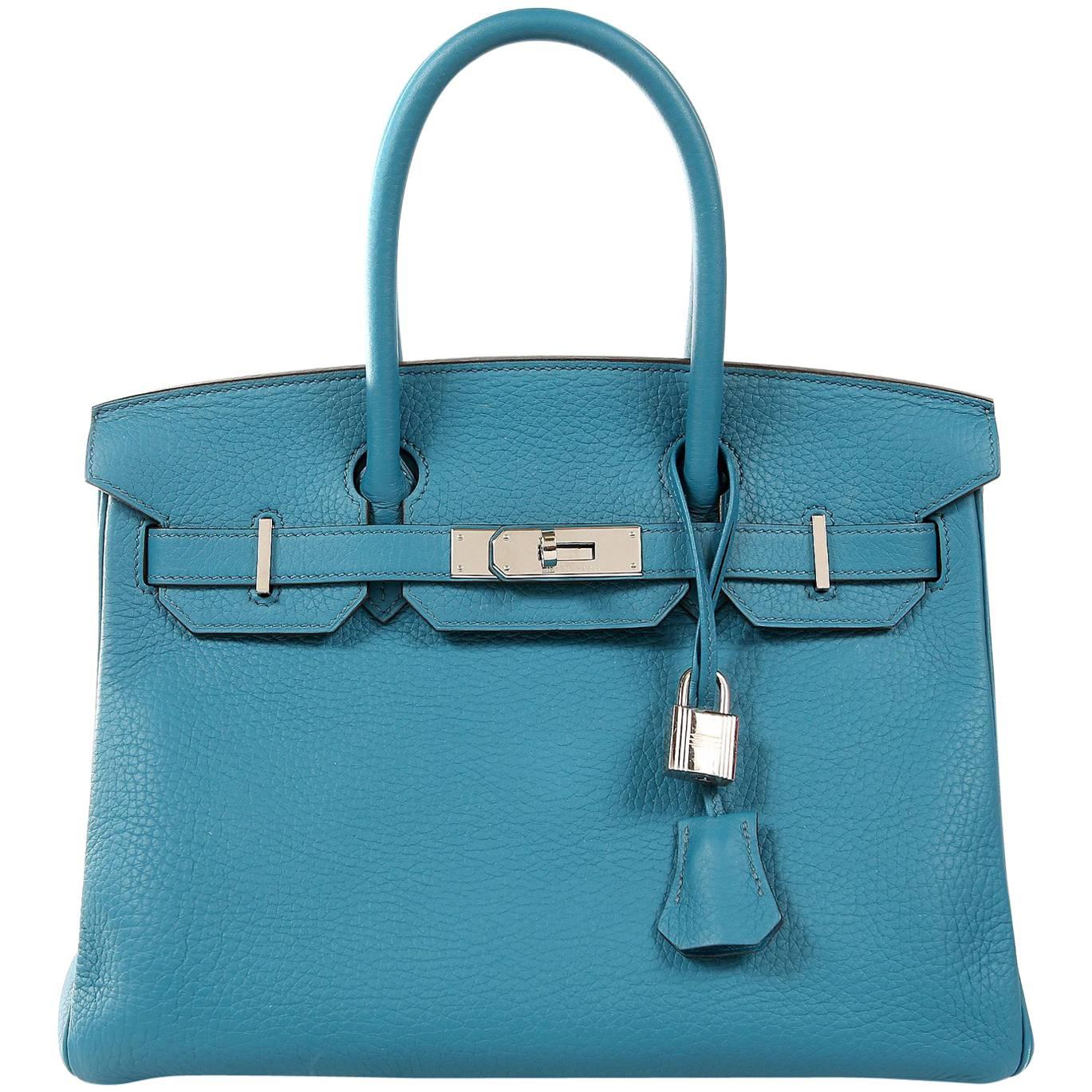 Hermès Blue Izmir Togo 30 cm Birkin Bag with Palladium HW
