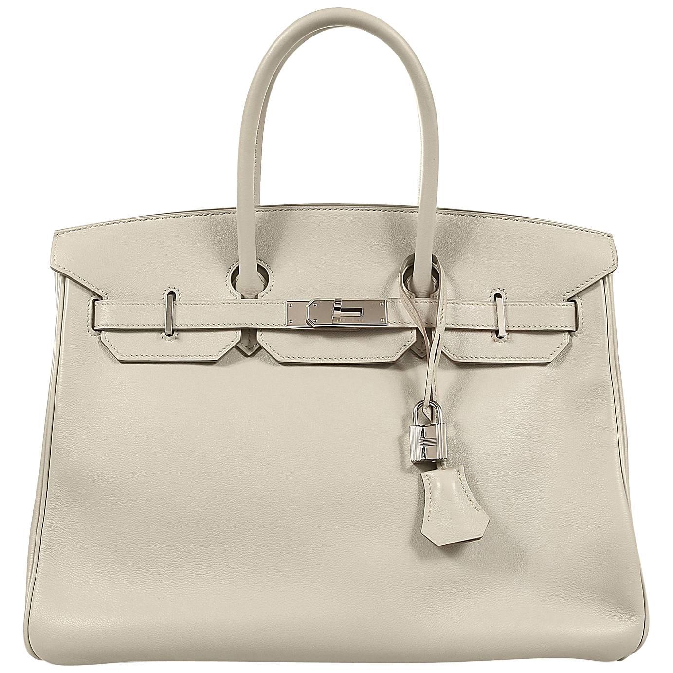 Hermès Gris Perle Swift Leather 35 cm Birkin Bag- Palladium HW