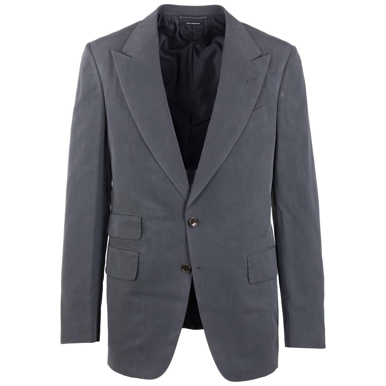 Tom Ford Slate Grey 100% Silk Shelton 2PC Suit For Sale