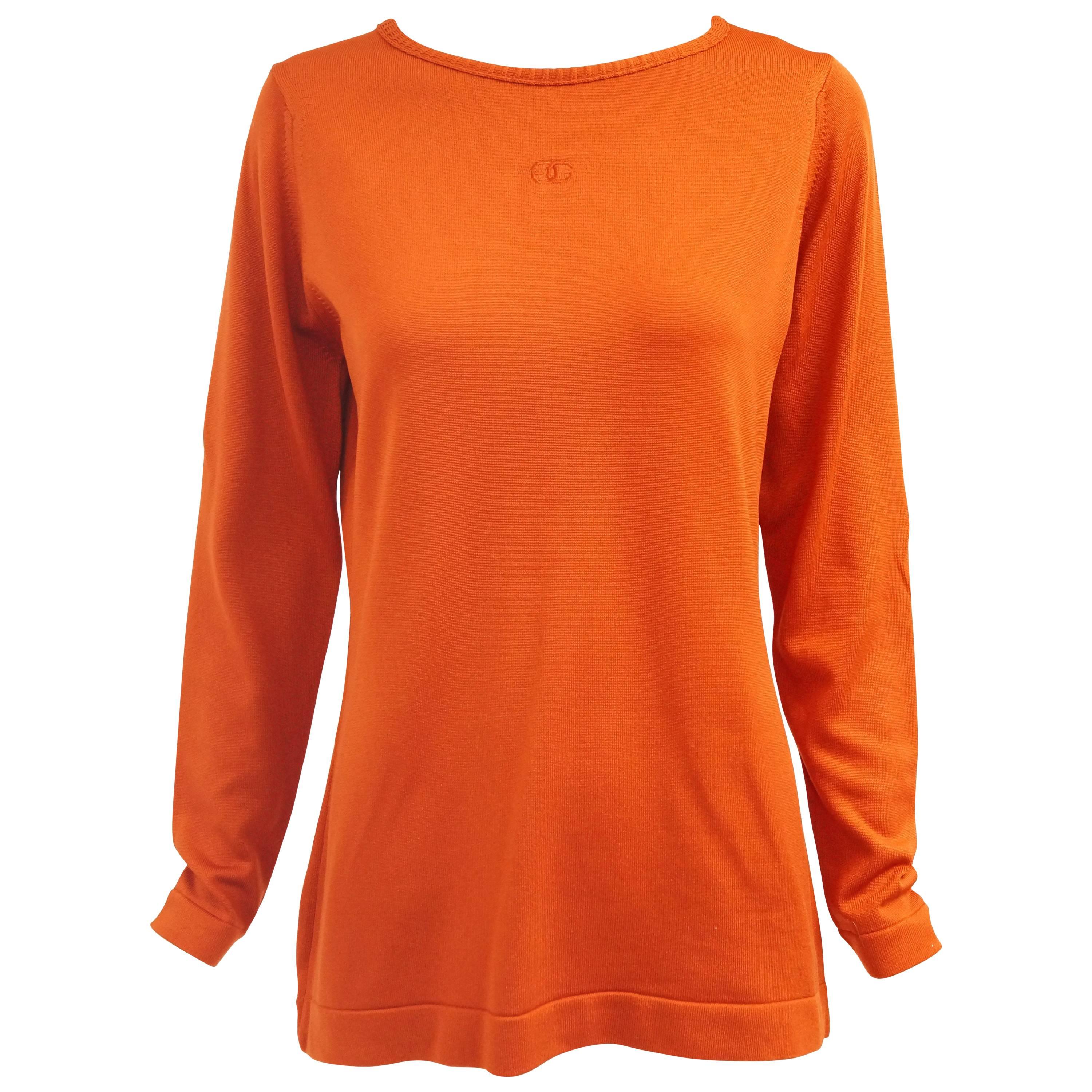 Givenchy Sport Tangerine Orange Pullover Sweater, 1970s 