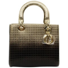 Lady Dior Bag Calf Leather Metallic And Black