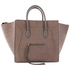 Celine Phantom Handbag Crocodile Embossed Nubuck Medium
