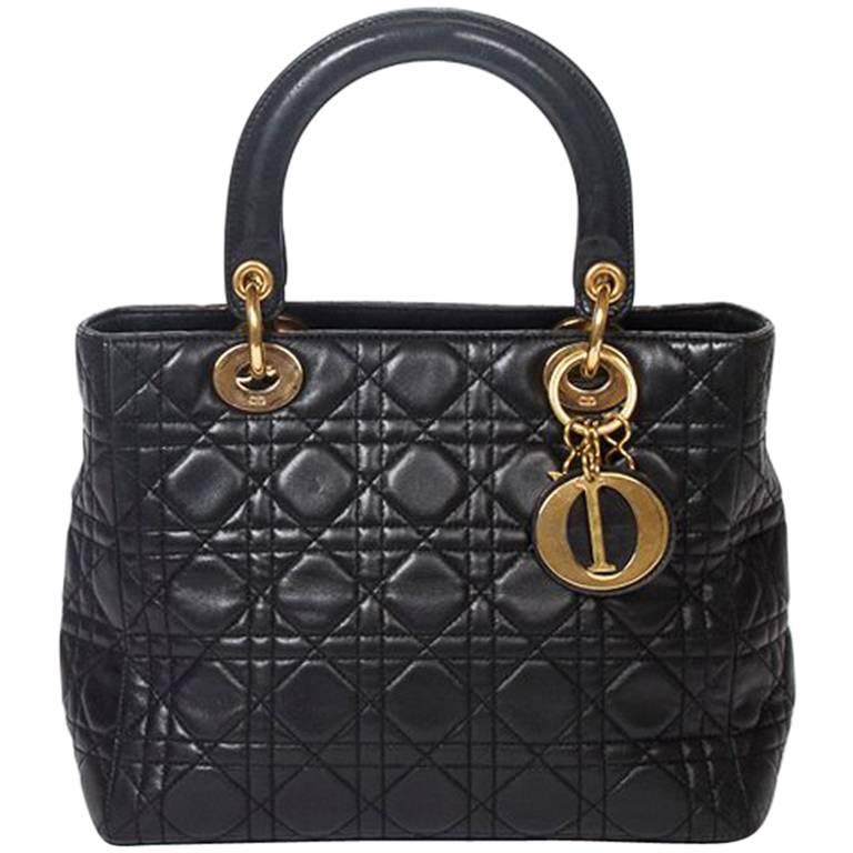 Lady Dior black cannage leather MM bag