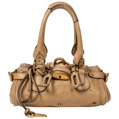 Chloe beige taupe grained leather Paddington PM bag