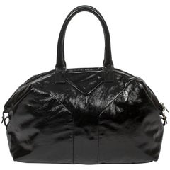 Yves Saint-Laurent black distressed patent leather Easy MM bag