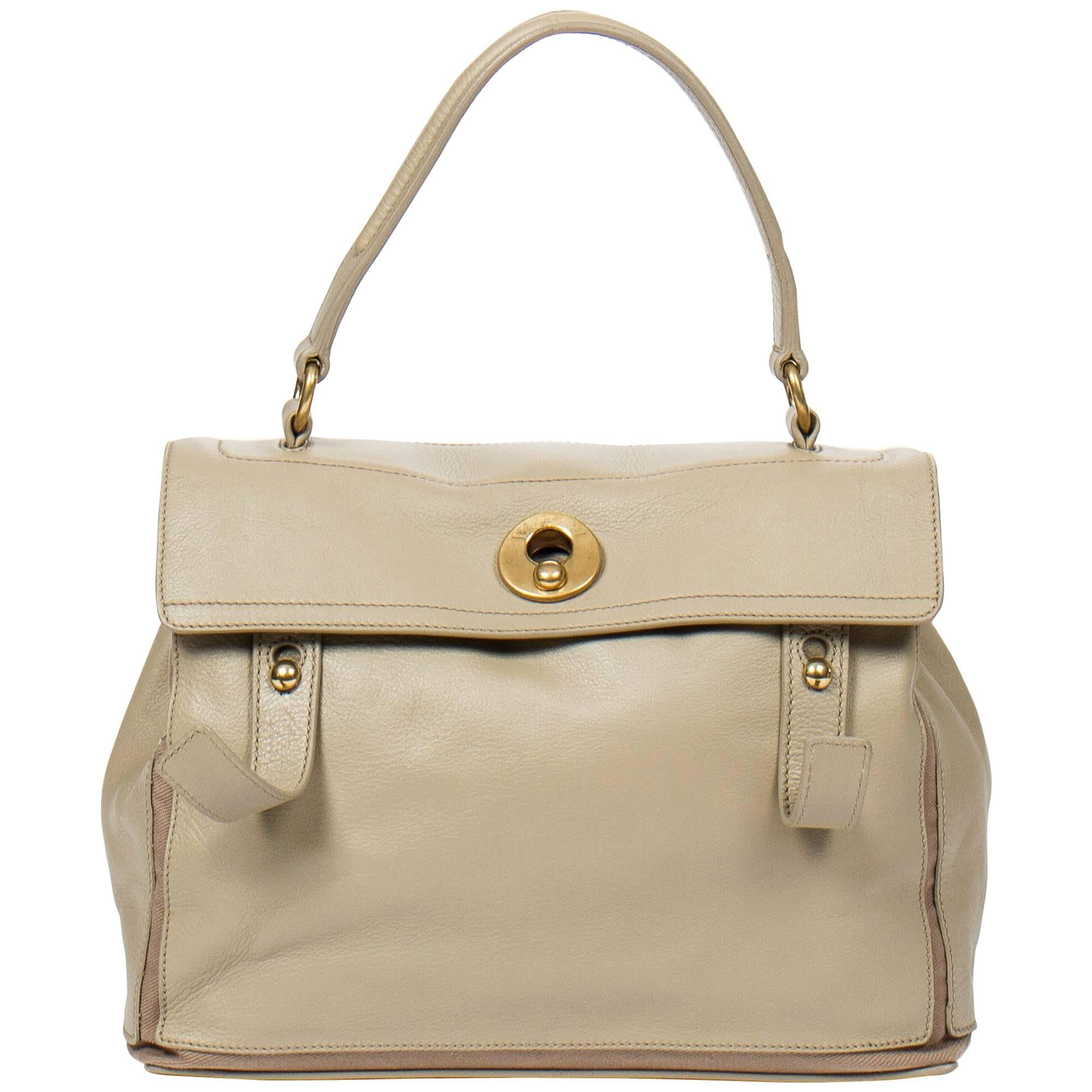 Yves Saint-Laurent Muse 2 MM in light grey grained leather