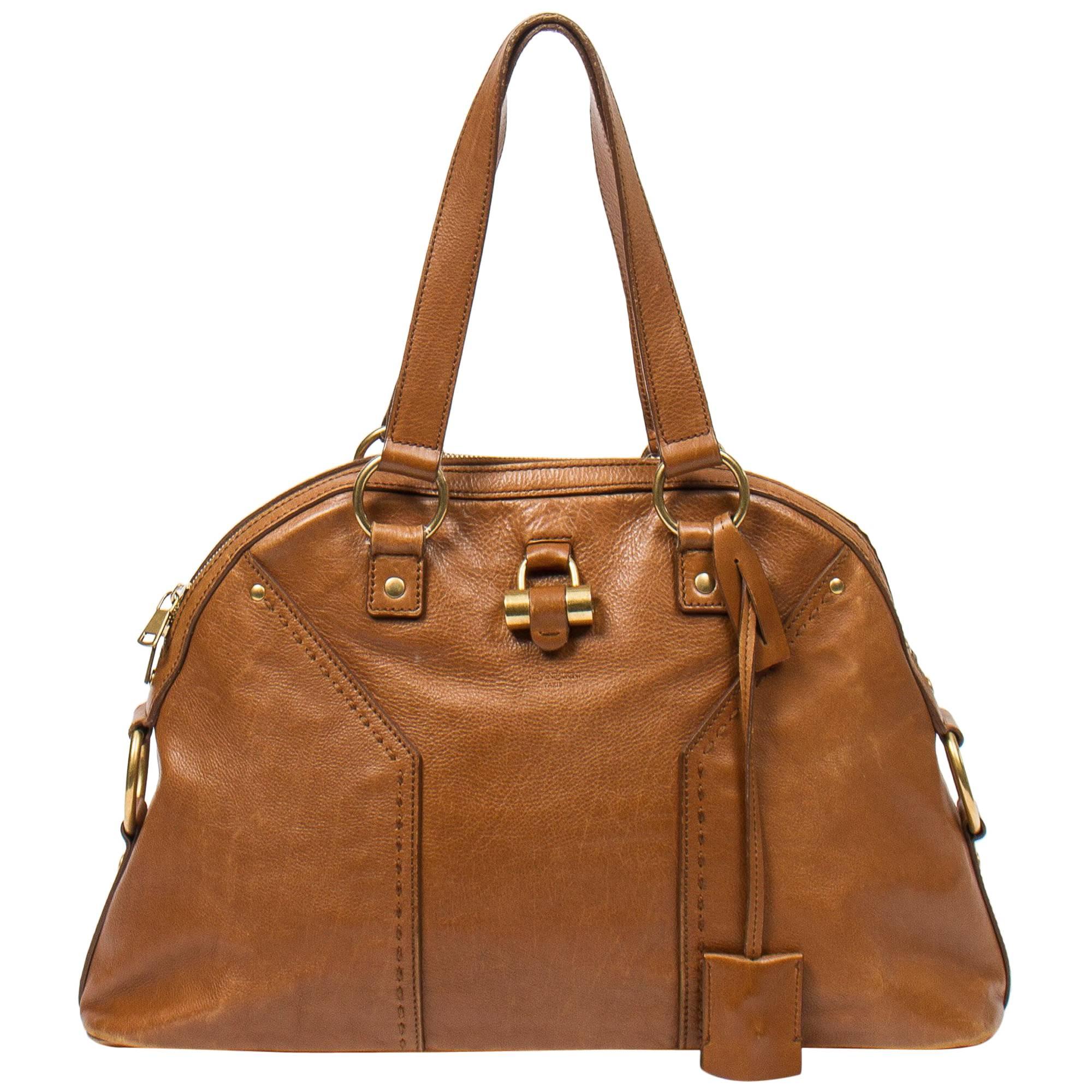 Yves Saint-Laurent Muse 1 MM in light brown small grained leather
