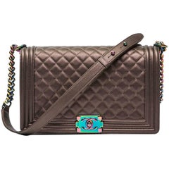CHANEL Limited Edition 'Boy' Bag in Bronze Quilted Leather