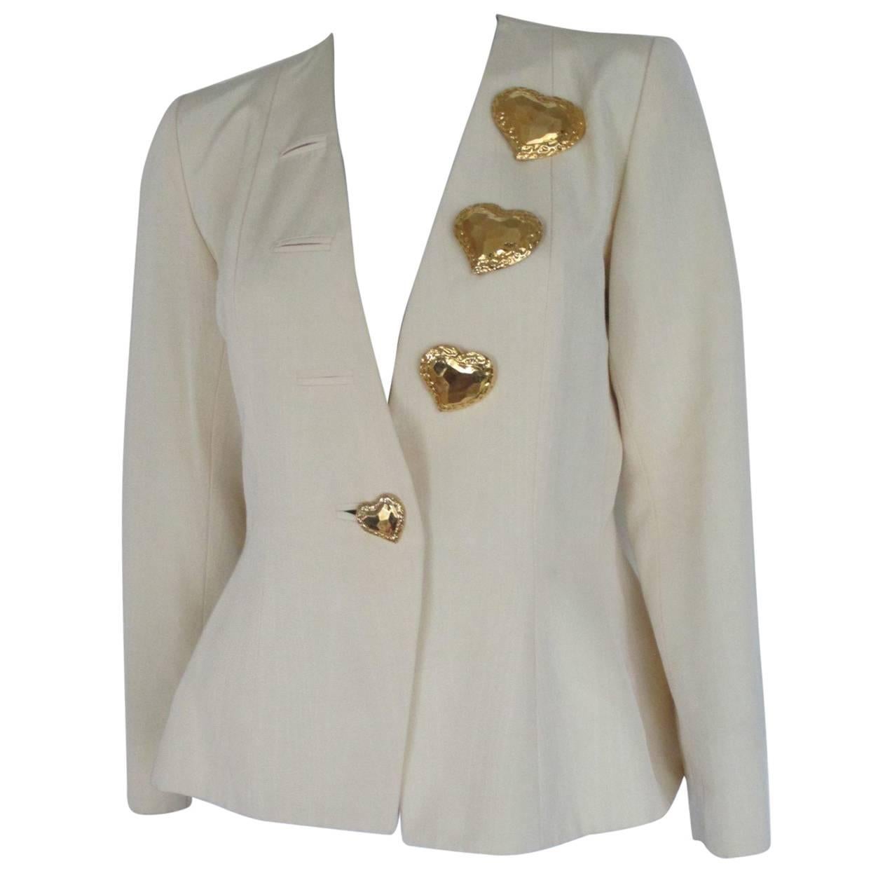 yves saint laurent gold heart buttons jacket