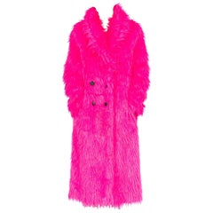 Vintage Hot Pink Faux Fur Shaggy Coat, 1990s