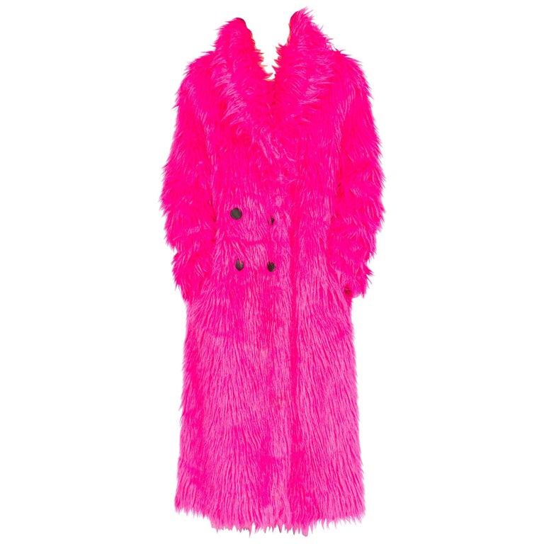 Hot Pink Faux Fur Shaggy Coat, 1990s at 1stDibs hot pink faux fur coat, hot pink faux fur jacket