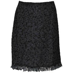 Chanel Black & Grey Tweed Skirt Sz FR40