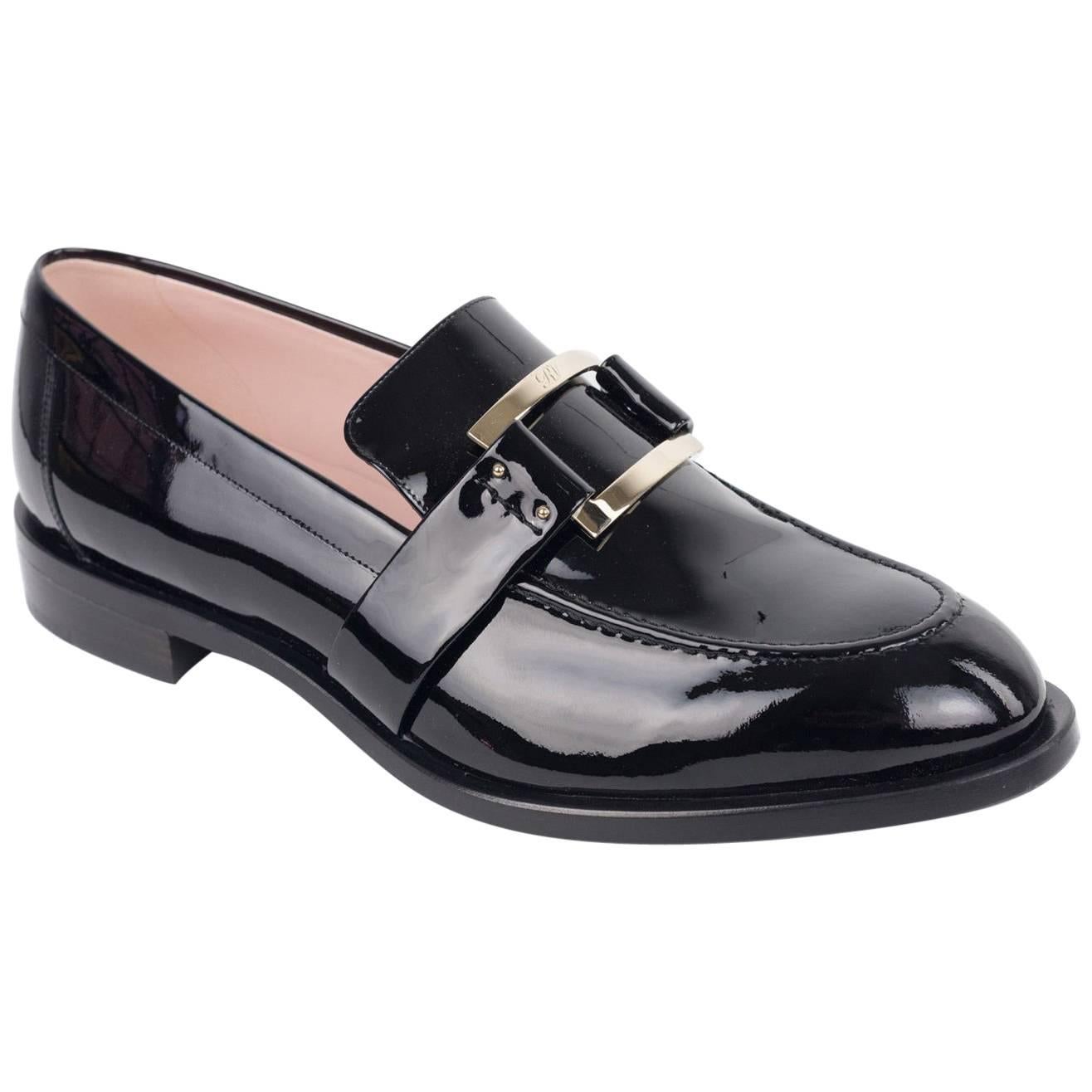 Roger Vivier Women's 30mm Black Patent Leather Loafers 