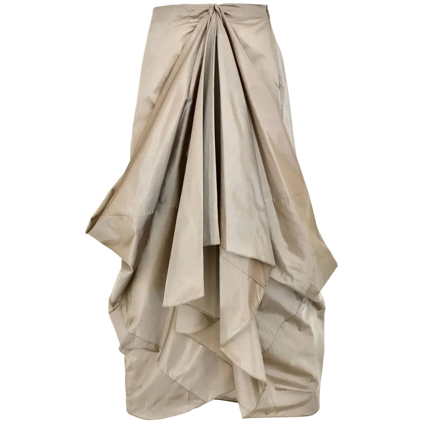 Vintage Giorgio Armani Origami Pleat Silk Skirt