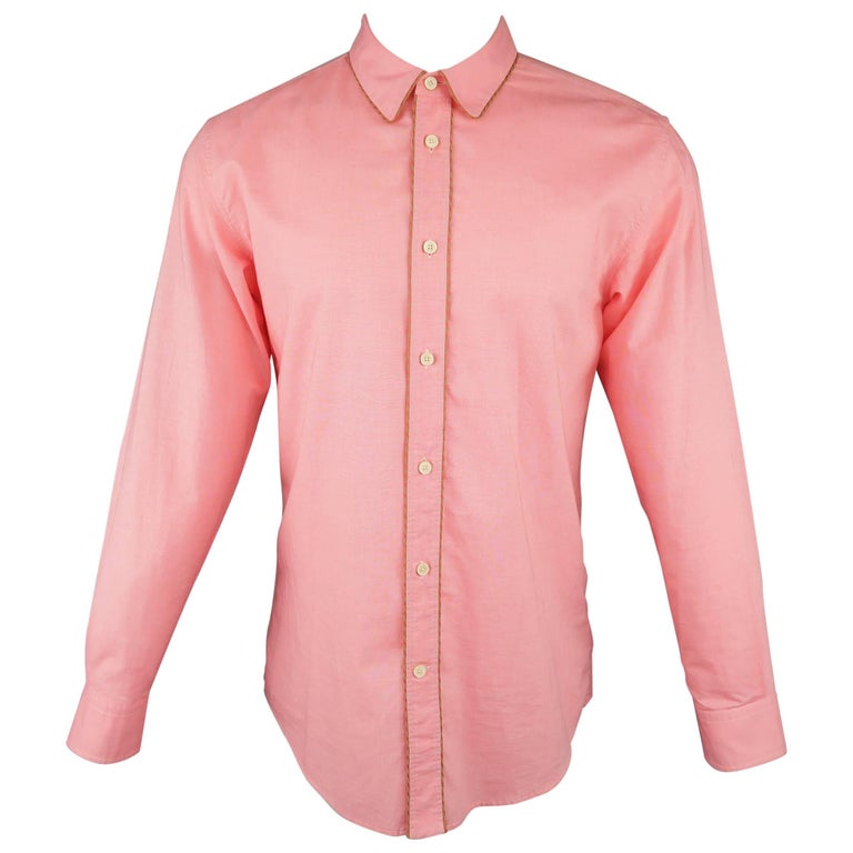 Men's MARC JACOBS Size S Salmon Pink Chambray Shoe Lace Piping Long