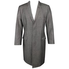 Men's DOLCE & GABBANA 40 Dark Gray Solid Wool / Cotton Denim Hidden Placket Coat