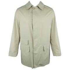 Men's MACKINTOSH 38 Khaki Solid Cotton Collared Rain Coat